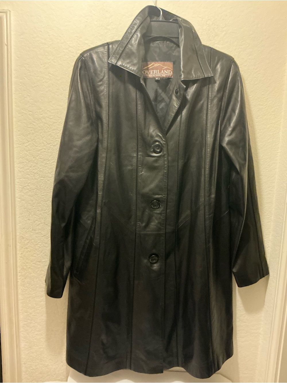 Overland Women's Black 100% Lamb Leather Button-Front Coat size S